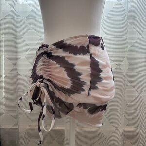 SHEIN Tie-Dye Ruched Swim Coverup in Purple and White